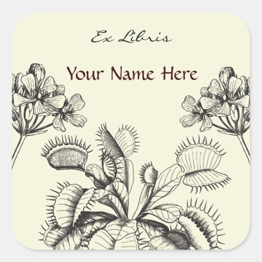 Carnivoor Plant Bloemen Boek Bord Vierkante Sticker (Voorkant)