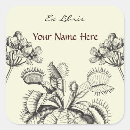 Carnivoor Plant Bloemen Boek Bord Vierkante Sticker
