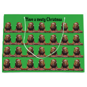 carnivore lion Christmas holiday gift bag Groot Cadeauzakje (Voorkant)