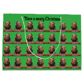 carnivore lion Christmas holiday gift bag Groot Cadeauzakje (Achterkant)