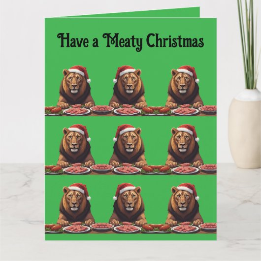 Carnivore lion Christmas holiday  Kaart (Voorkant)