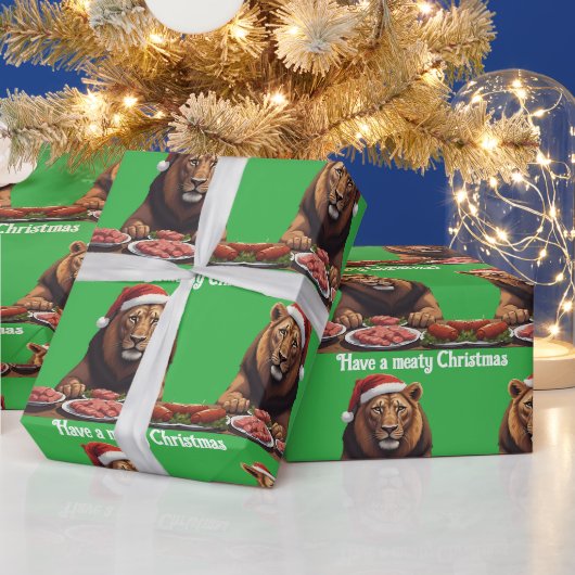 carnivore lion Christmas holiday Wrapping Paper Cadeaupapier (Feestdagen)