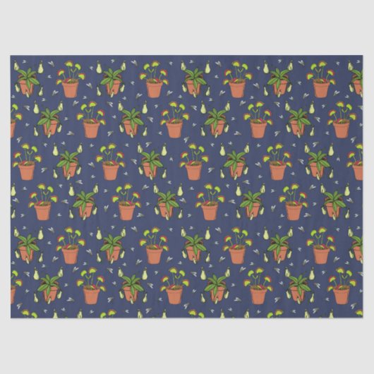 Carnivoren Planten Nepenthes en Venus Fly Traps Tissuepapier (Voorkant)