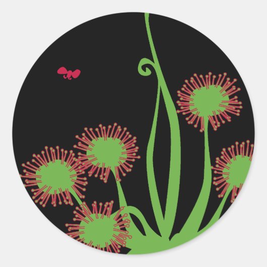 Carnivoren Sundew Plant Ronde Sticker (Voorkant)