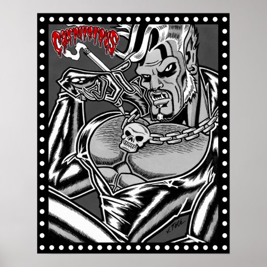 Carnivorous™/Weerwolf motorrijder/Logo Poster (Voorkant)