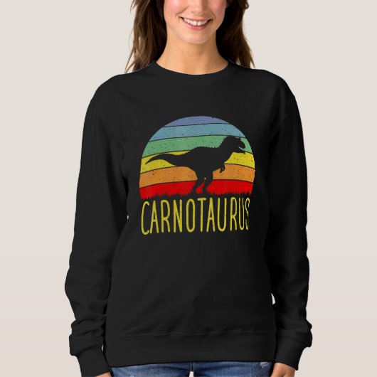 Carnotaurus - Vintage Retro Zonsondergang Dinosaur Trui (Voorkant)