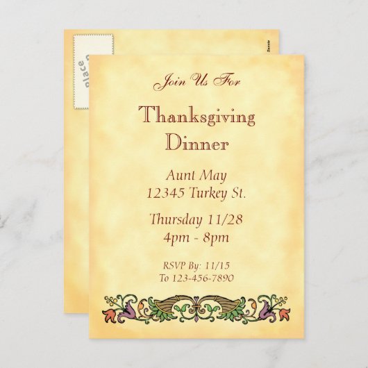 Carnucopia  Thanksgiving Custom Briefkaart (Voorkant / Achterkant)