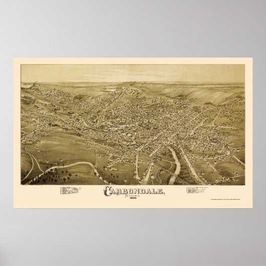 Carobligale, PA Panorama Map - 1890 Poster (Voorkant)