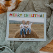 CAROL Blauw Schattigee Kinderen Foto Vrolijk Kerst Feestdagenkaart