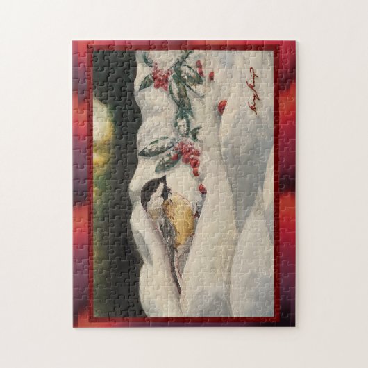 Carol Chick-a-Dee met maretak Legpuzzel (Verticaal)