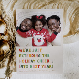 CAROL Cream Schattige Late New Years Funny Christm Feestdagenkaart