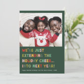 CAROL Green Schattige Late New Years Funny Christm Feestdagenkaart (Staand voorkant)