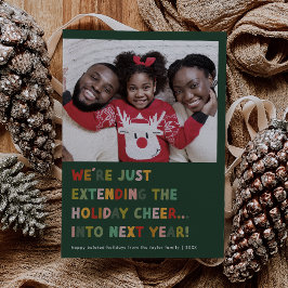 CAROL Green Schattige Late New Years Funny Christm Feestdagenkaart