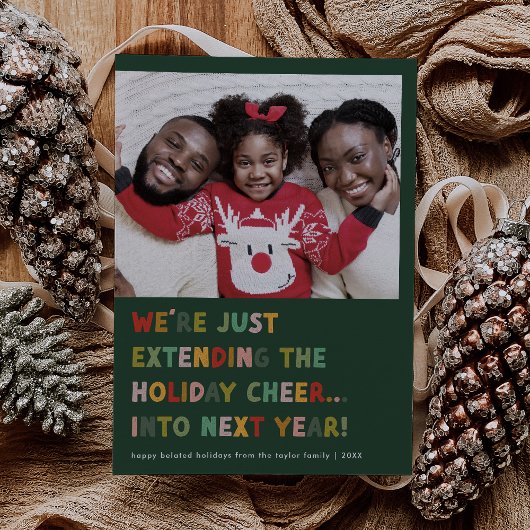 CAROL Green Schattige Late New Years Funny Christm Feestdagenkaart