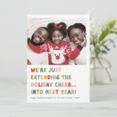 CAROL Kleurrijke Schattigee Late New Years Funny C Feestdagenkaart (Staand voorkant)