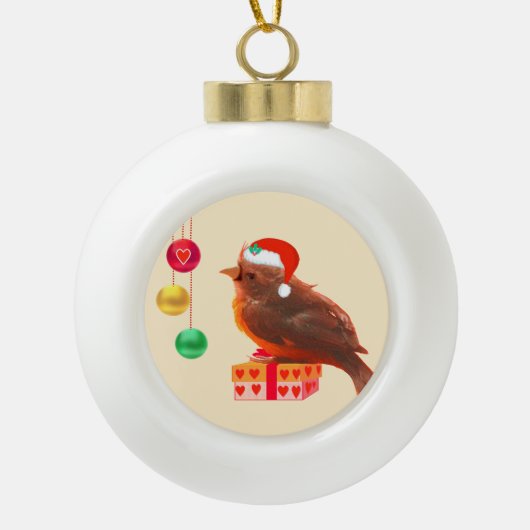 Carol Little Bird Keramische Bal Ornament (Voorkant)