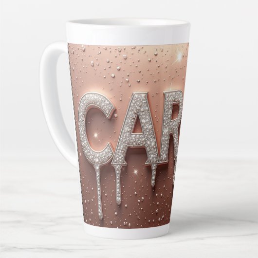 Carol Naam in Druppelend Goud Latte Mok (Linkerhoek)