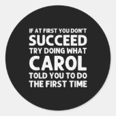 Carol Name D Birthday Funny Christmas J Ronde Sticker (Voorkant)