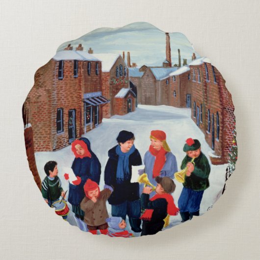 Carol Singers Rond Kussen (Achterkant)