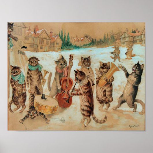 Carol Singing 1925 Louis Wain Wall Art Poster (Voorkant)