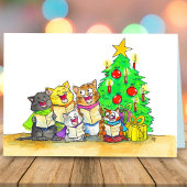 Carol Singing Cats Greeting Kaart