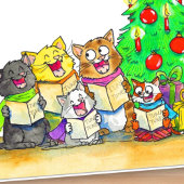 Carol Singing Cats Greeting Kaart