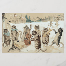 Carol Singing Cats Waterverf door L.W. Wain