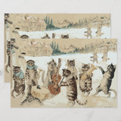 Carol Singing Cats Waterverf door L.W. Wain (Voorkant / Achterkant)