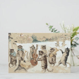 Carol Singing Cats Waterverf door L.W. Wain