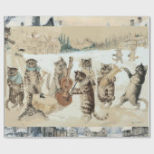 Carol Singing Cats Waterverf door L.W. Wain Cadeaupapier (Vlak)