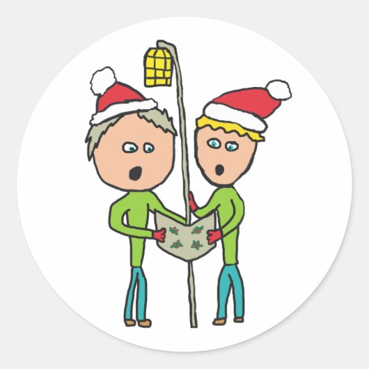 Carol Singing Ronde Sticker (Voorkant)