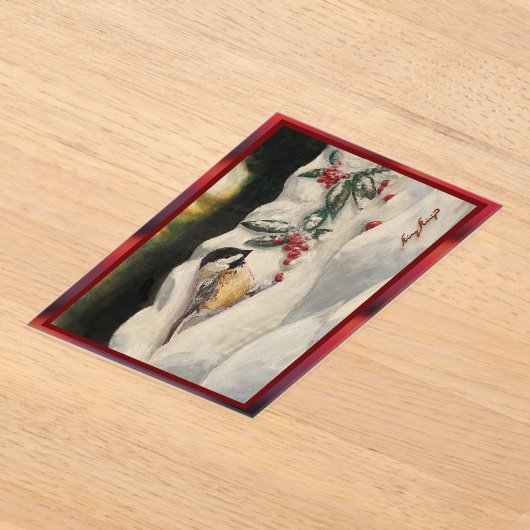 Carol the Chick-a-Dee with Mistletoe Acryl Uitnodigingen (Laagn)