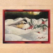 Carol the Chick-a-Dee with Mistletoe Acryl Uitnodigingen (Voorkant)