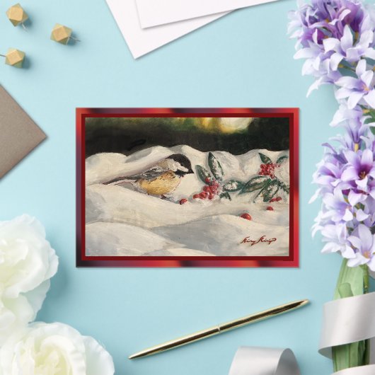 Carol the Chick-a-Dee with Mistletoe Acryl Uitnodigingen (Insitu (Huwelijk))