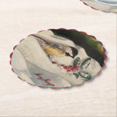 Carol the Chick-a-Dee with Mistletoe  Kartonnen Onderzetters (Gekanteld)