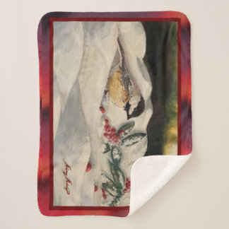 Carol the Chick-a-Dee with Mistletoe Sherpa Deken