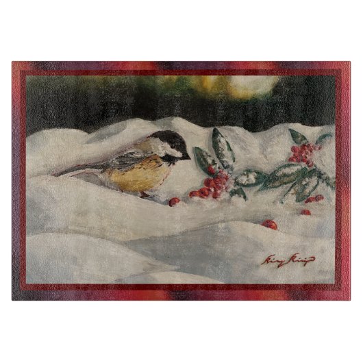 Carol the Chick-a-Dee with Mistletoe  Snijplank (Voorkant)