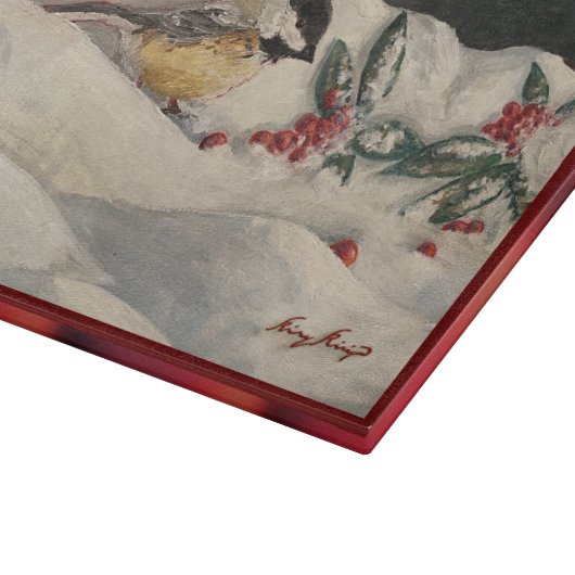 Carol the Chick-a-Dee with Mistletoe  Snijplank (Hoek)