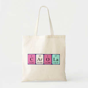 Carola periodieke lijstnaam canvas tas