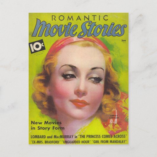 Carole Lombard op de cover van Movie Stories 1936 Briefkaart (Voorkant)