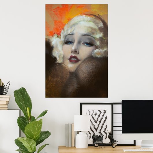 Carole Lombard Portrait Art Deco Poster (Thuiskantoor)