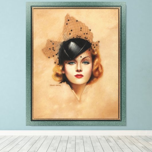 Carole Lombard Portret van Charles Gates Sheldon Canvas Afdruk (Insitu (Houten vloer))