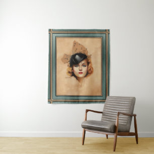 Carole Lombard Portret van Charles Gates Sheldon Wandkleed