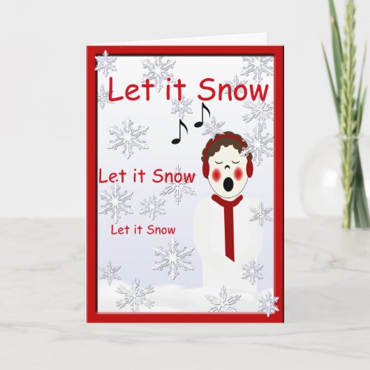 Caroler Boy Kerstliet het sneeuwgroet Feestdagen Kaart (Voorkant)