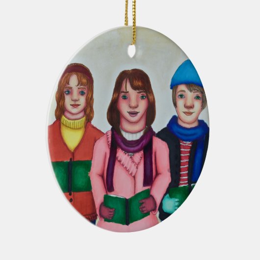 Caroler Trio-kerstversiering Keramisch Ornament (Rechts)