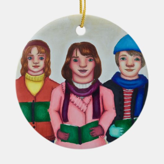 Caroler Trio-kerstversiering Keramisch Ornament (Voorkant)