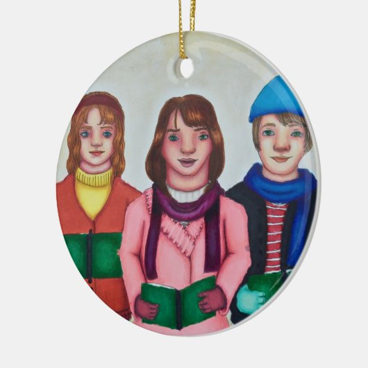 Caroler Trio-kerstversiering Keramisch Ornament (Links)