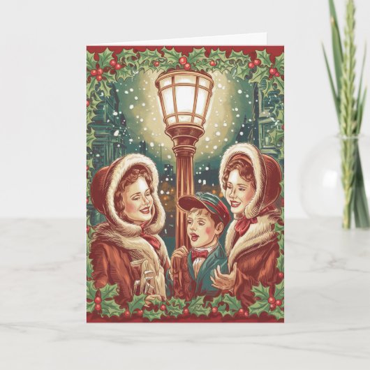 Carolers bij de Gaslight Bedankkaart (Voorkant)