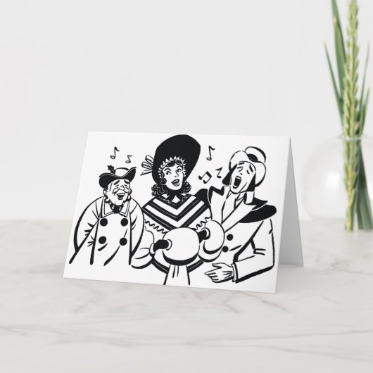 CAROLERS DIE HOLIDAY VERZENDEN, WILLEN "U" FEESTDAGEN KAART (Voorkant)