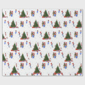 Carolers en kerstbomen cadeaupapier (Vlak)